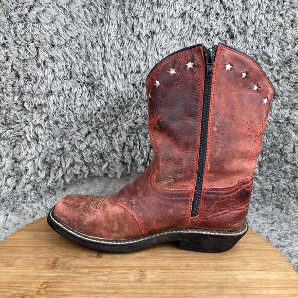 Smoky Mountain Leather Cowboy Boots Youth 2.5 D Square Toe 3477C - Picture 6 of 8